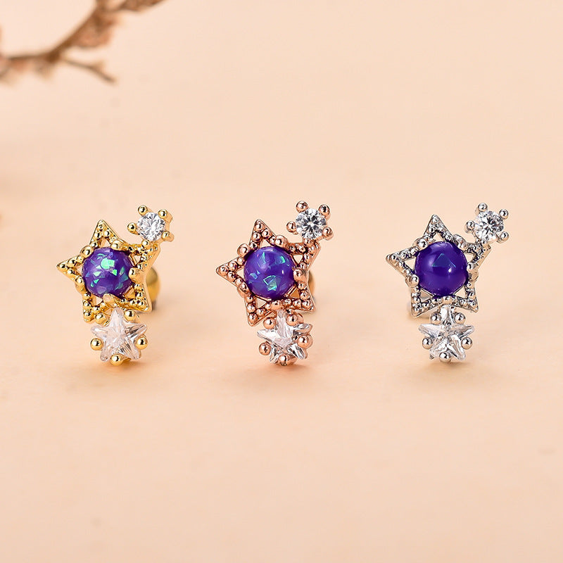 20G Moon Star Hypoallergenic Tragus Helix Studs | HSPJ284