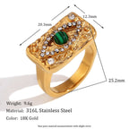 18K Gold Evil Turkish Eye Thumb Ring Cocktail Ring