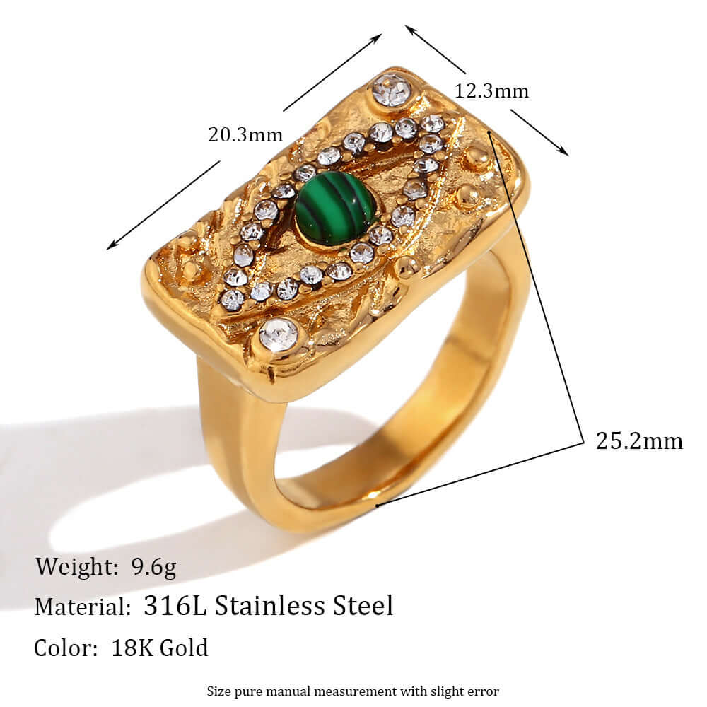 18K Gold Evil Turkish Eye Thumb Ring Cocktail Ring