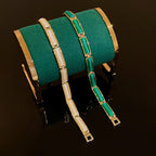 Cat Eye Stones CZ Charm Stacking Bracelet 