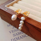 Vintage Irregular Mismatched Pearl Dangle Earrings