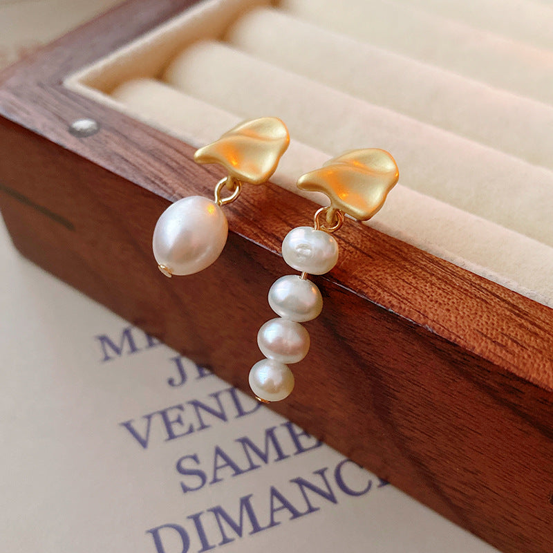 Vintage Irregular Mismatched Pearl Dangle Earrings