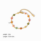 Color Enamel Small Flower Bracelet & Necklace Set | JDB635