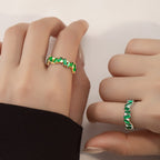 Irregular Geometric Green CZ Eternity Ring