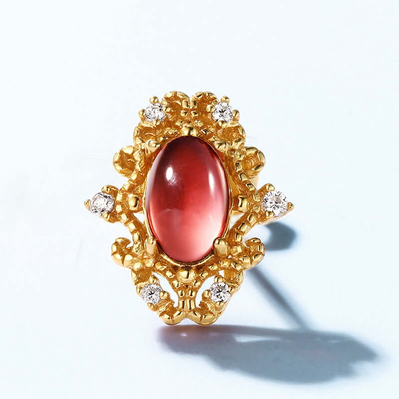 Vintage Mozambique Red Garnet Capricorn Stud Earrings