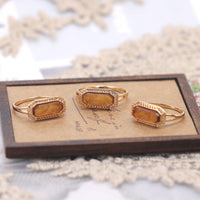 Vintage Baguette Lab-Created Baltic Amber Rings