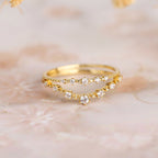 Gold Curved Eternity Stackable V Ring