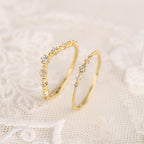 Gold Curved Eternity Stackable V Ring