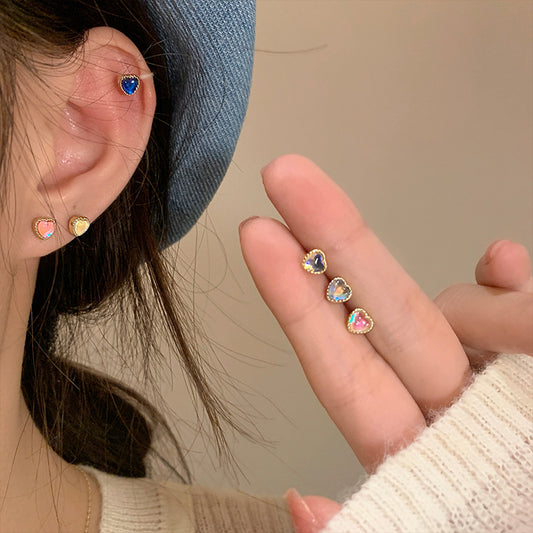 20G Rose Gold Simulated Opal Heart Daith Tragus Stud