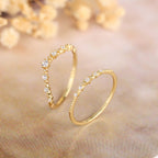 Gold Curved Eternity Stackable V Ring