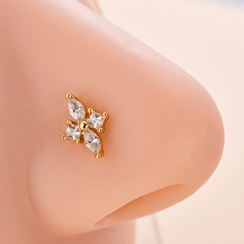 20G Hypoallergenic Rose Leaf Nose Studs | HSPJ700