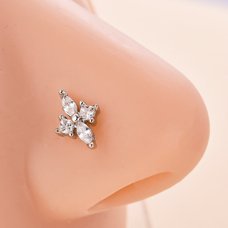 20G Hypoallergenic Rose Leaf Nose Studs | HSPJ700