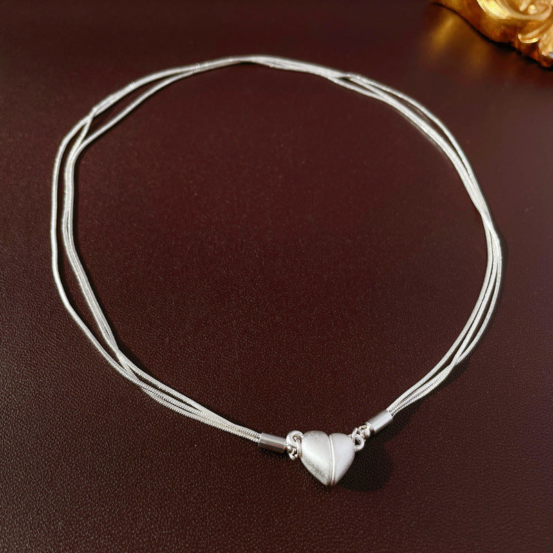 Y2K Multistrand Magnetic Heart Choker Necklace