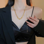 Sequin Leaf Multi Way Y Chain Tassel Necklace