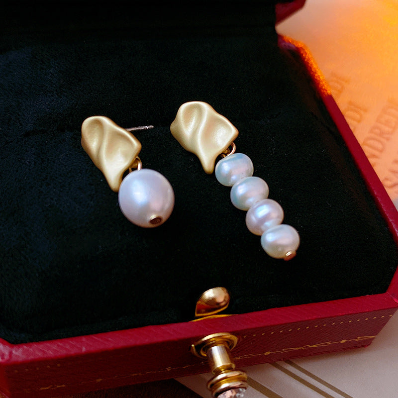 Vintage Irregular Mismatched Pearl Dangle Earrings