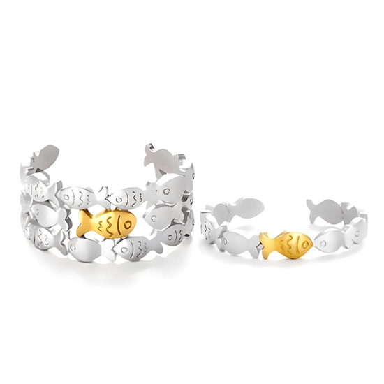 Cute Little Fish Layer Stacking Ring Silver