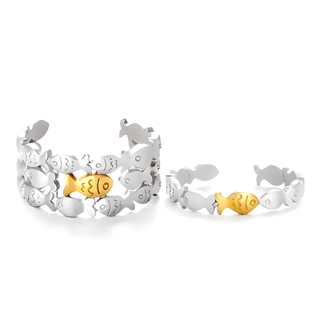 Cute Little Fish Layer Stacking Ring Silver