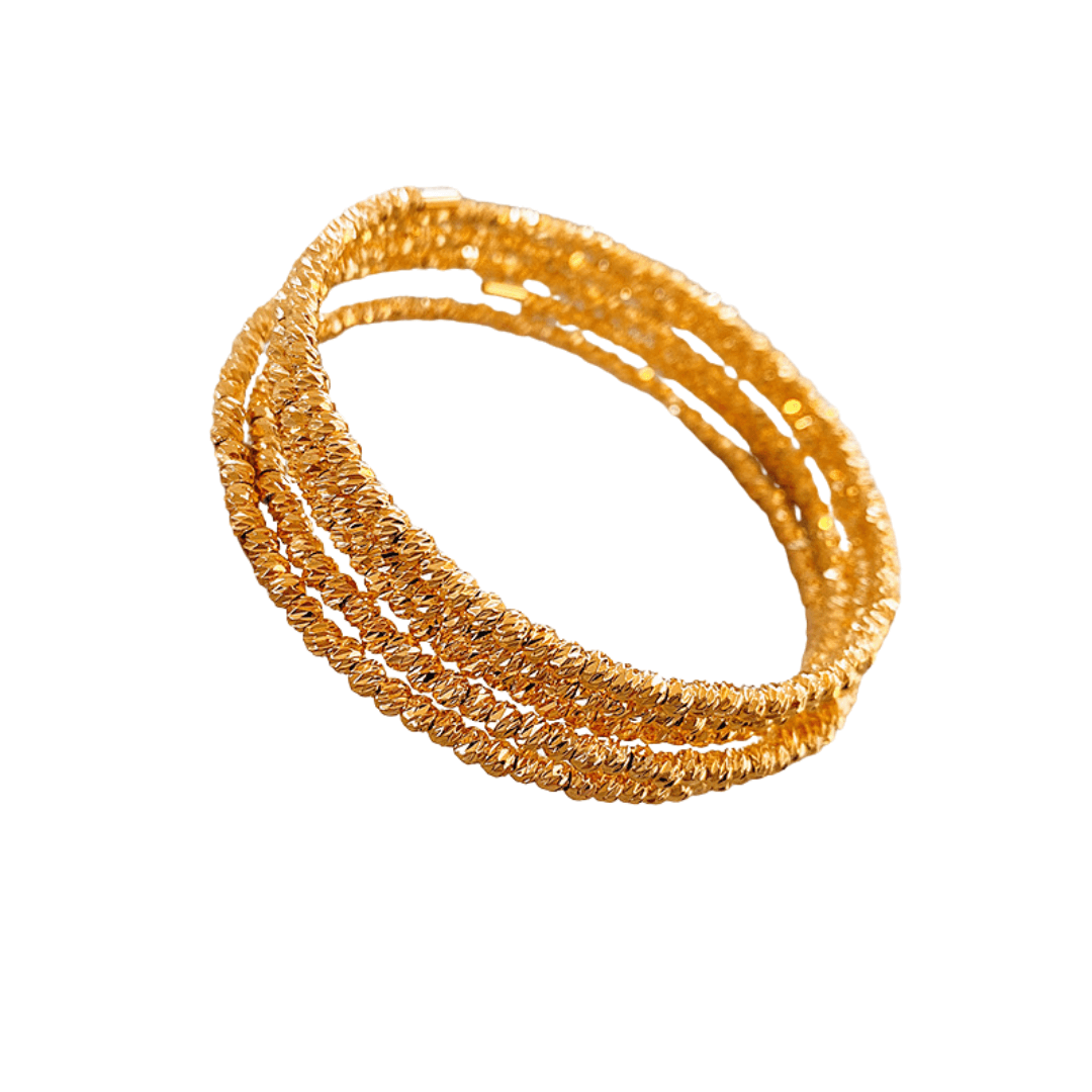 Bling Layer Gold Beads Strengthable Bangle Cuff Bracelet | R8270