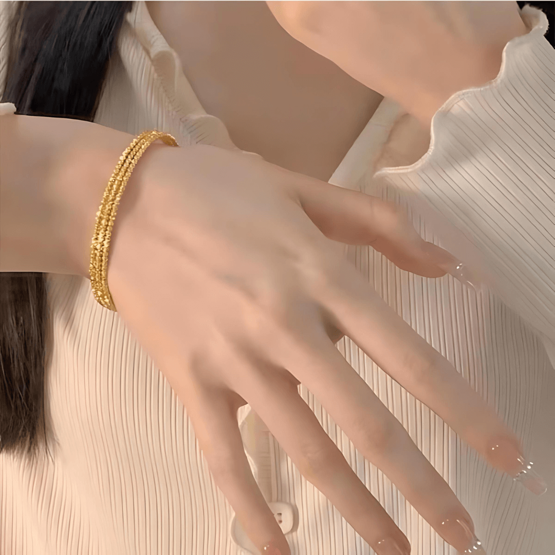 Bling Layer Gold Beads Strengthable Bangle Cuff Bracelet | R8270