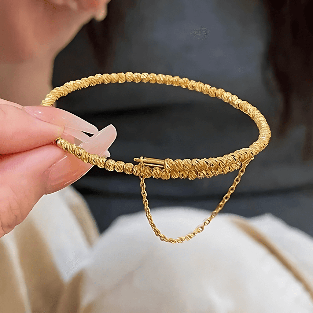 Bling Layer Gold Beads Strengthable Bangle Cuff Bracelet | R8270