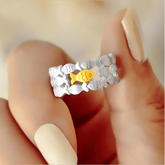 Cute Little Fish Layer Stacking Ring Silver