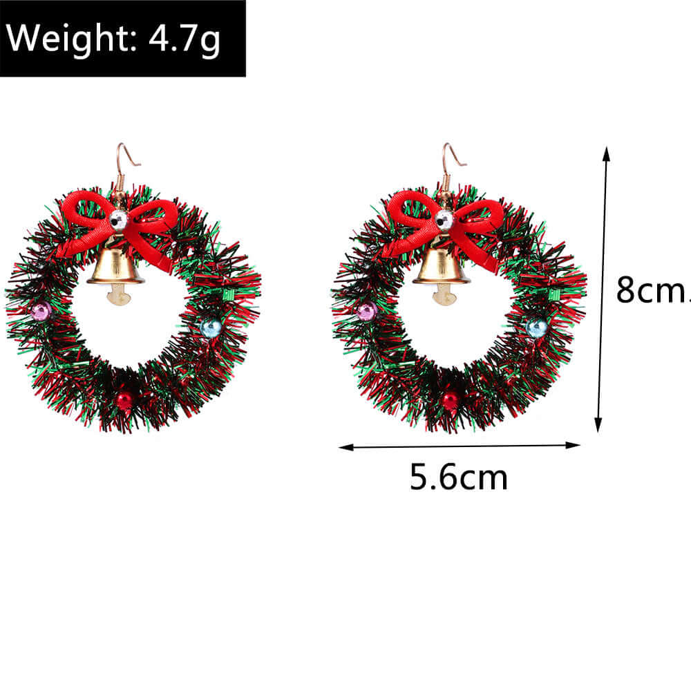 Xmas Wreath Color Beads Whimsical Woven Drop Earrings | RS017