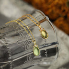 Green Fluorite Gemstone Earrings and Necklace