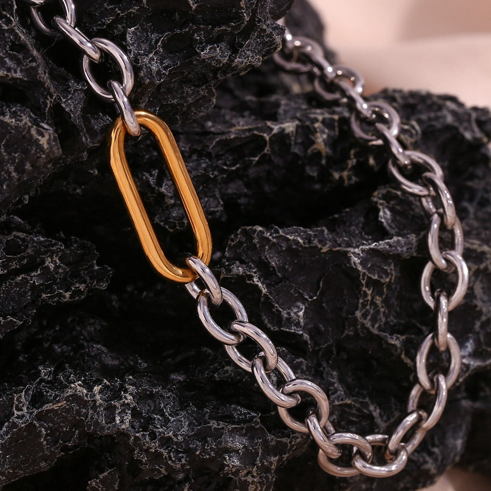 Edgy Two Tone Paperclip Chain Necklace