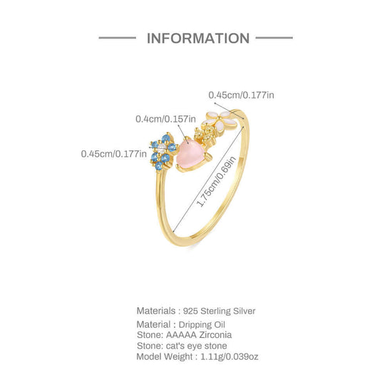Love Heart Flower Stackable Ring