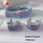 Chunky Denim Hoop Earring Y2K Choker Set