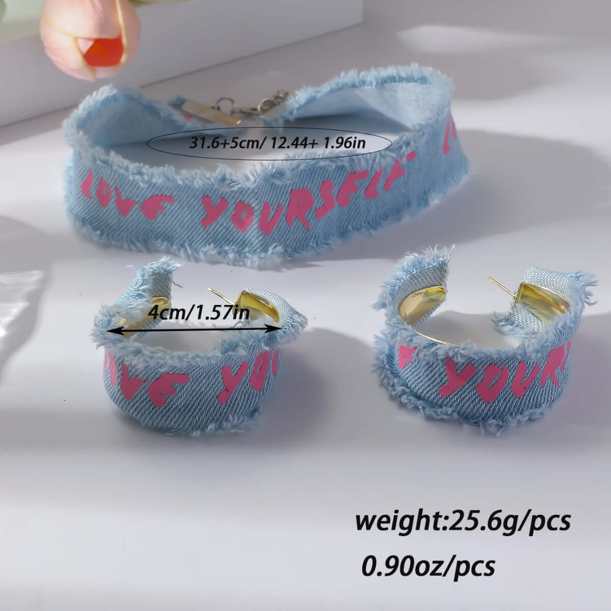 Chunky Denim Hoop Earring Y2K Choker Set