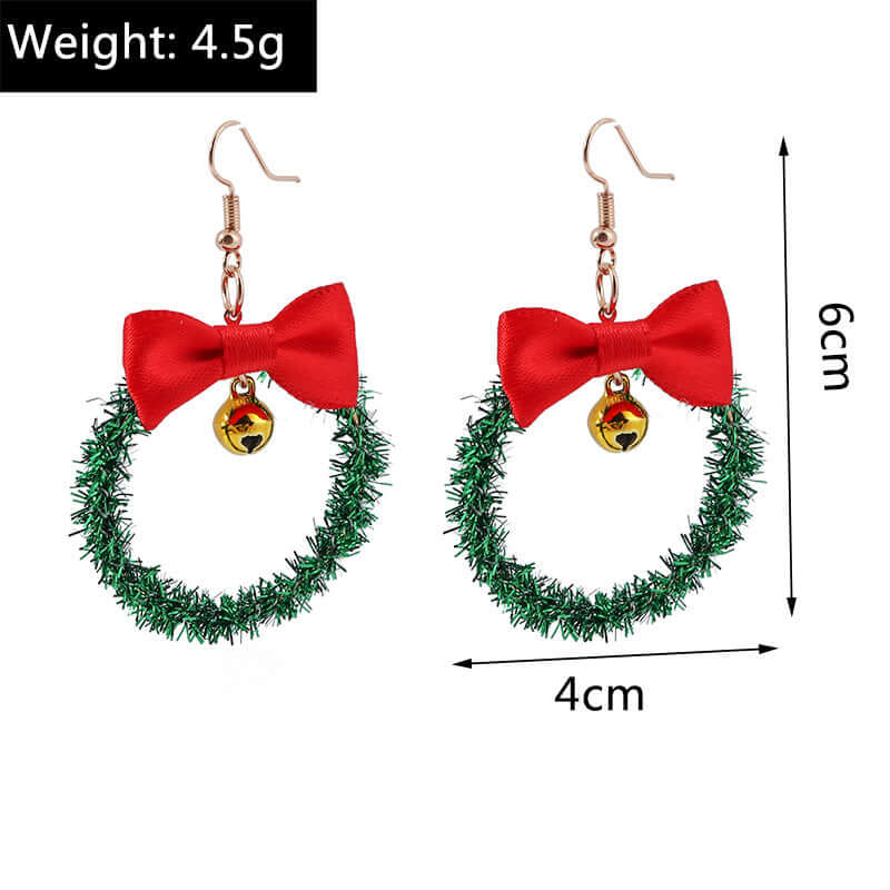 Xmas Wreath Color Beads Whimsical Woven Drop Earrings | RS017