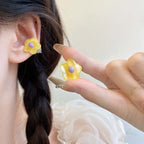 Pastel Y2K Flower Resin Ear Clip On Earrings