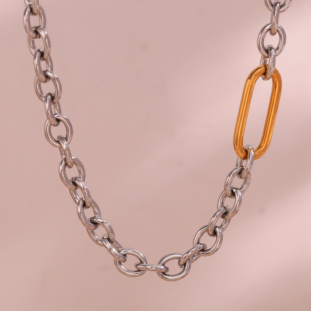 Edgy Two Tone Paperclip Chain Necklace