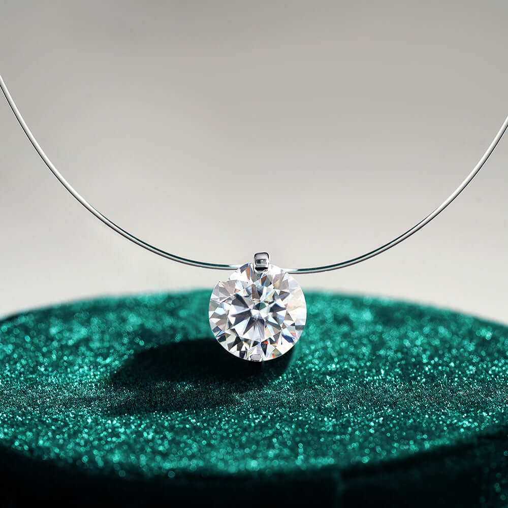 Moissanite Invisible Clear Necklace Minimal