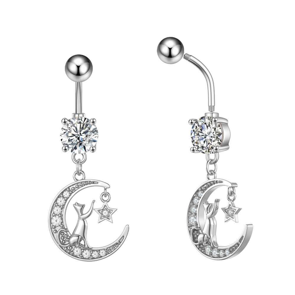 14G Purple CZ Butterfly Double Mount Dangle Belly Button Ring | WH2560