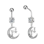 14G Purple CZ Butterfly Double Mount Dangle Belly Button Ring | WH2560