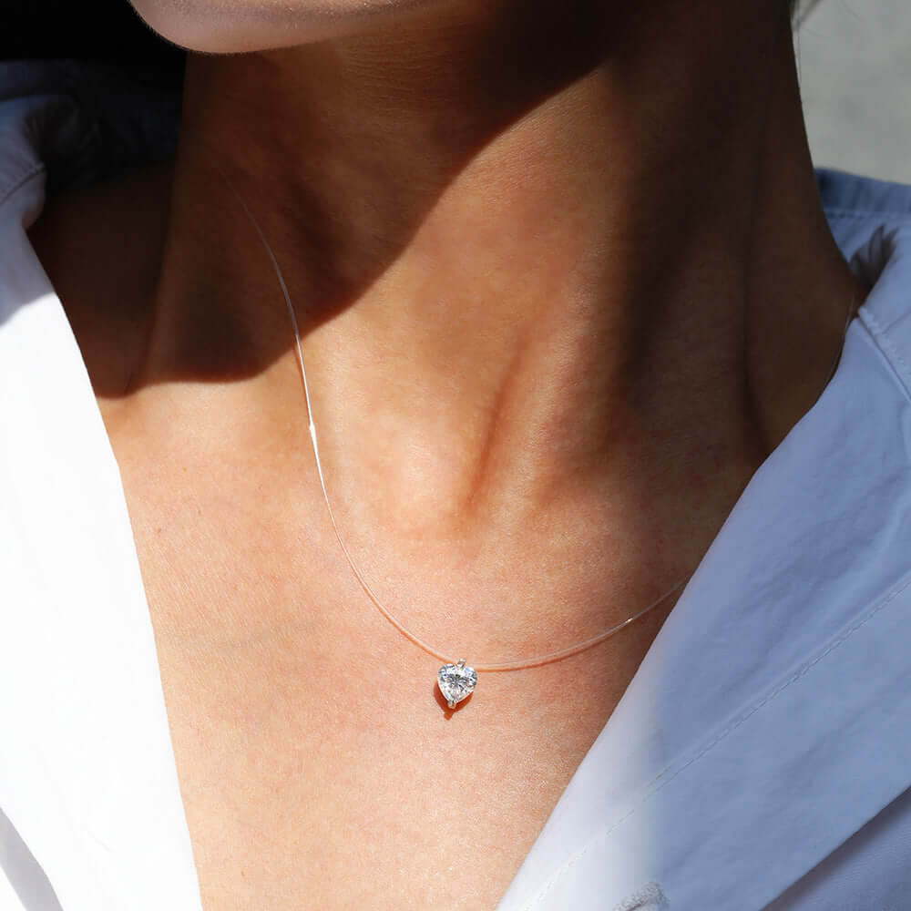Moissanite Invisible Clear Necklace Minimal