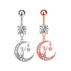 14G Purple CZ Butterfly Double Mount Dangle Belly Button Ring | WH2560