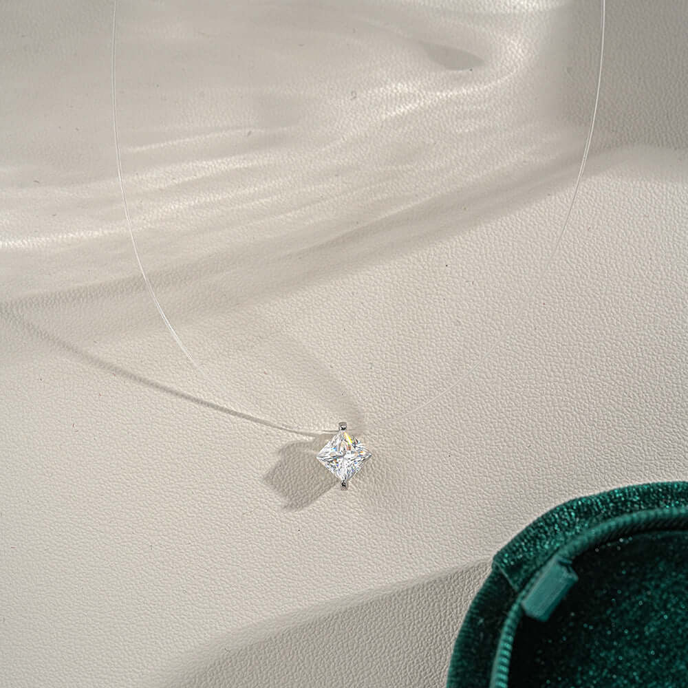 Moissanite Invisible Clear Necklace Minimal