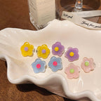 Pastel Y2K Flower Resin Ear Clip On Earrings
