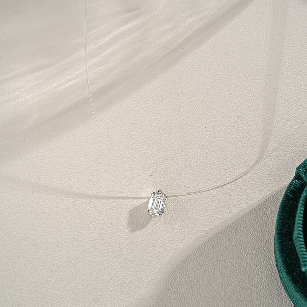 Moissanite Invisible Clear Necklace Minimal