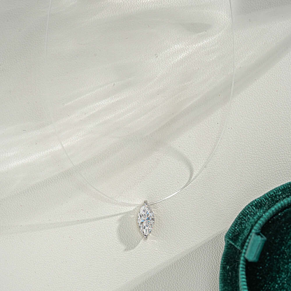 Moissanite Invisible Clear Necklace Minimal