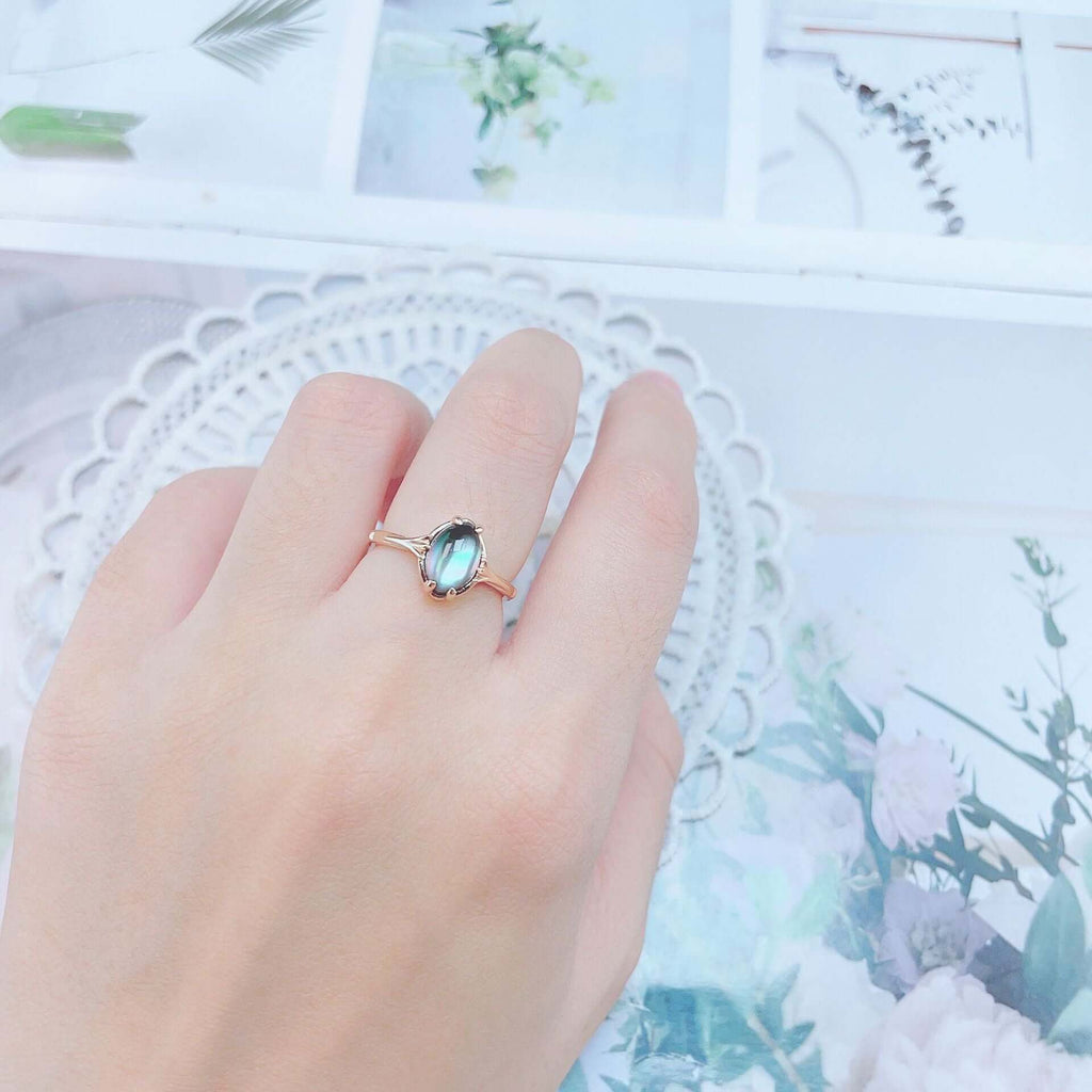 Mystery Black Shell Clear Quartz Gemstone Rings