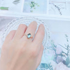 Mystery Black Shell Clear Quartz Gemstone Rings