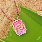 Rainbow Tarot Card Pendant Cord Necklace