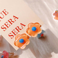 Pastel Y2K Flower Resin Ear Clip On Earrings