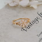 Romantic Flower Moonstone Ring Gold