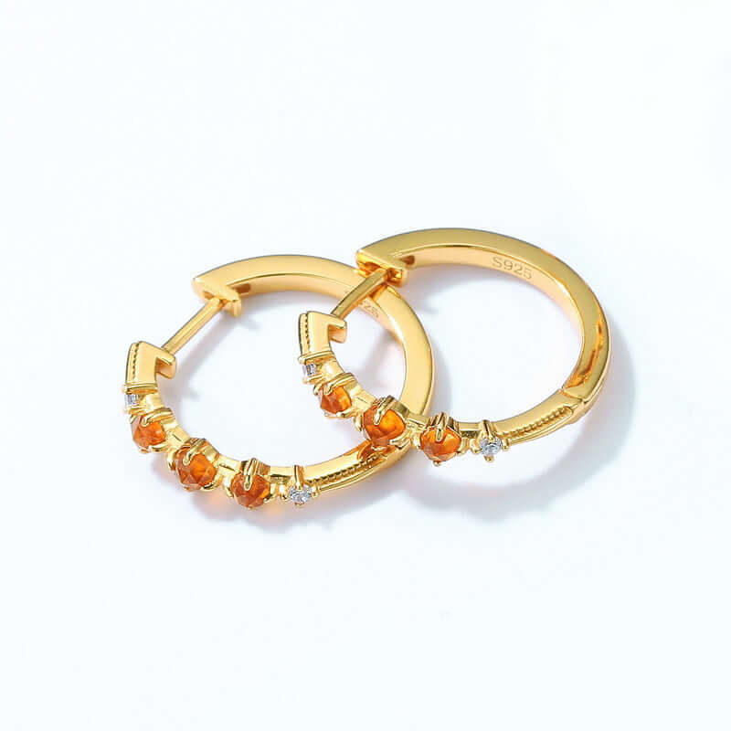 Simple Orange Garnet Hoop Earrings | ER294