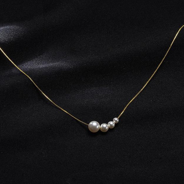 Dainty Irregular Pearl Bead Chain Necklace